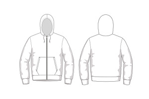 Hoodie Fashion Flat Template