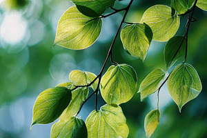 Green leaves sunlight nature spring, a Photo by Pixeness Studio