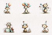 Birthday Cat PNG Clipart Bundle, a Seasonal Illustration by CreationArt (Thumbnail 3 of 5)