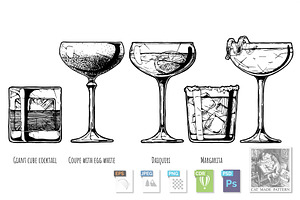 Vector set of alcohol cocktail, a Food Illustration by CatMadePattern
