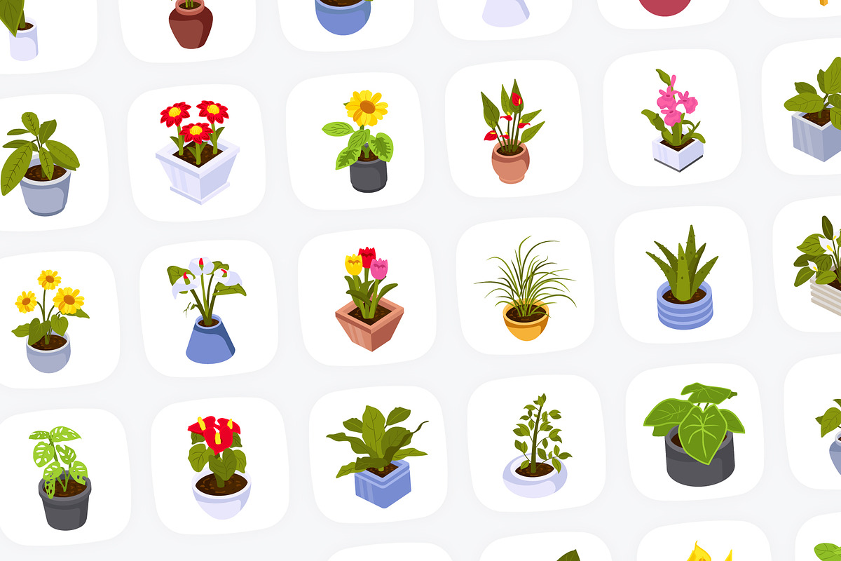 Flower and Plants Isometric Icons, a Duotone Icon by Brickclay (Photo 5 of 7)