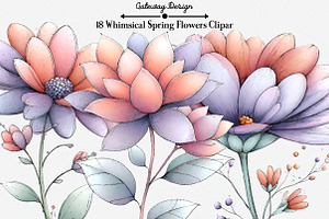 Whimsical Spring Flowers Clipart, an Illustration by GatewayDesign