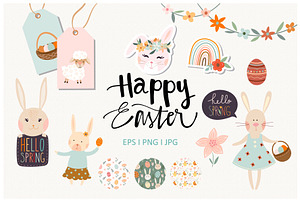 Happy Easter elements collection