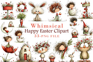 Whimsical Happy Easter Clipart, an Illustration by Libby Wishes
