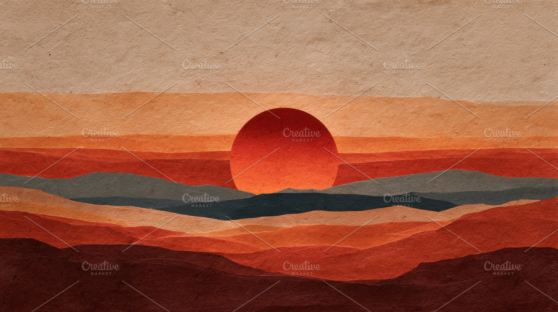 Sunset over a layered landscape, a Photo by Beautiful things