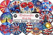 Stained Glass 4th of July Clipart, an Illustration by DreamCafeArt (Thumbnail 1 of 9)