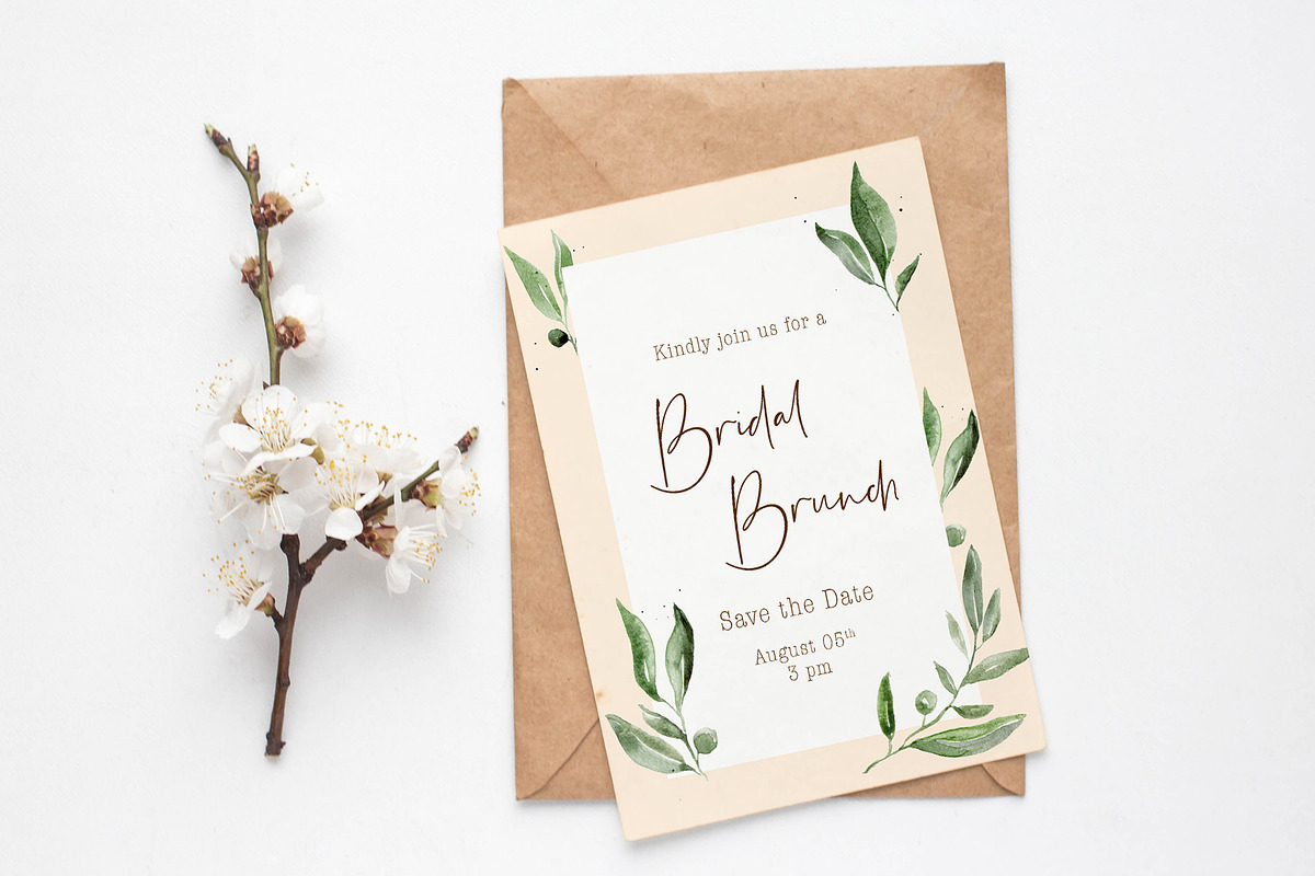 Olive Wedding Invitation watercolors, an Illustration by paperlions (Photo 3 of 7)