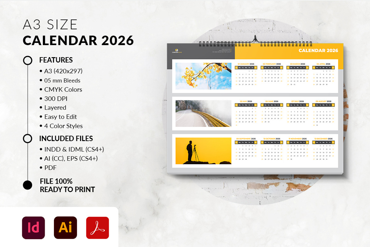2026 Landscape Calendar Printable preview 5