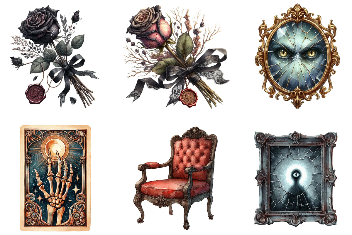 Gothic Antique Halloween Clipart, an Illustration by DreamArtGraphic (Photo 3 of 4)