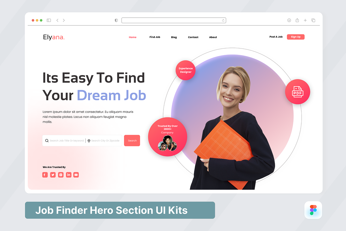 Elyana - Job Finder Hero Header, an UI Kit Template by SquidPixey (Photo 1 of 3)