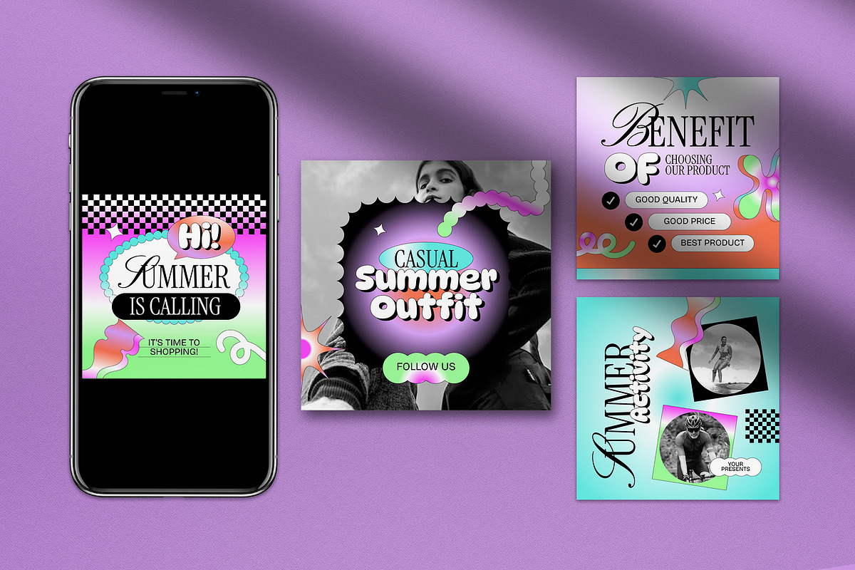 Summer Fashion Instagram Pack, a Social Media Template by graphicook (Photo 3 of 5)