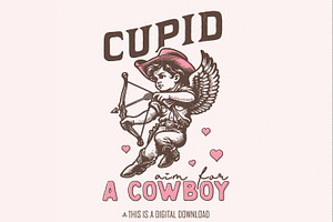 Cupid Aim for a Cowboy PNG, Digital, an Illustration by SharpMarketplace