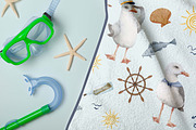 Nautical Watercolor Sea Clipart, an Animal Illustration by ZabolotnaArt (Thumbnail 9 of 13)