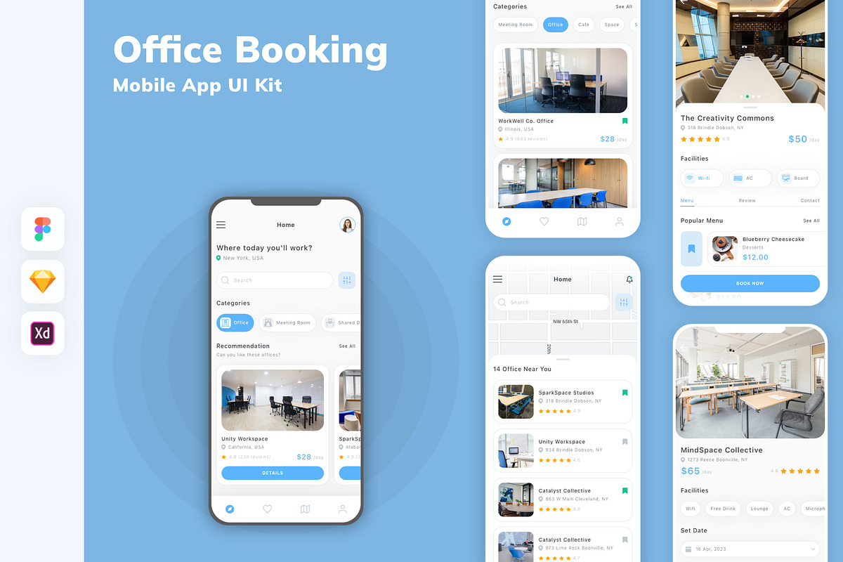 Office Booking Mobile App UI Kit, an UI Kit Template by uicube