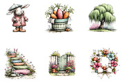 Vintage easter spring bunny clipart, an Illustration by CreationArt (Thumbnail 6 of 7)