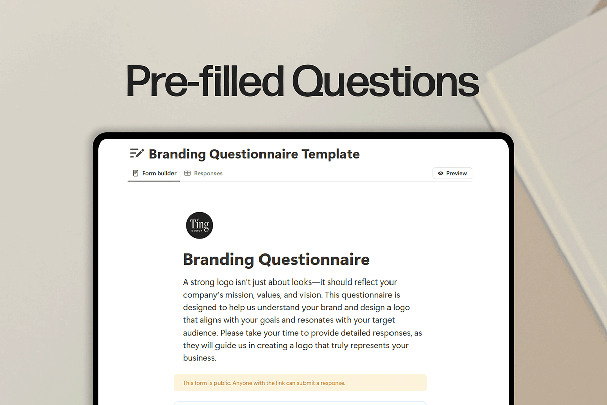 Branding Questionnaire in Notion, a Branding & Logo Template by TingDesign Studio (Photo 2 of 2)