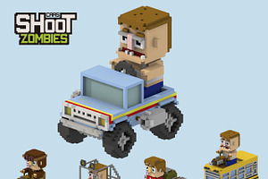 Shoot Zombies Cars 2D&3D Game Assets