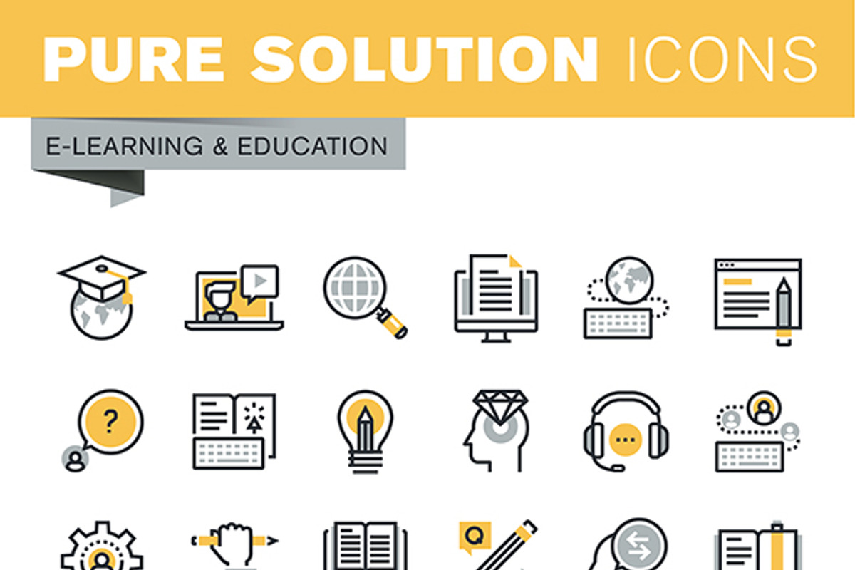 Flat Line Icons of Education preview 7