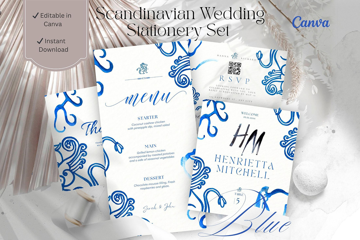 Blue Scandinavian Template Bundle, a Stationery Template by Alisa Mikibith Art (Photo 3 of 19)