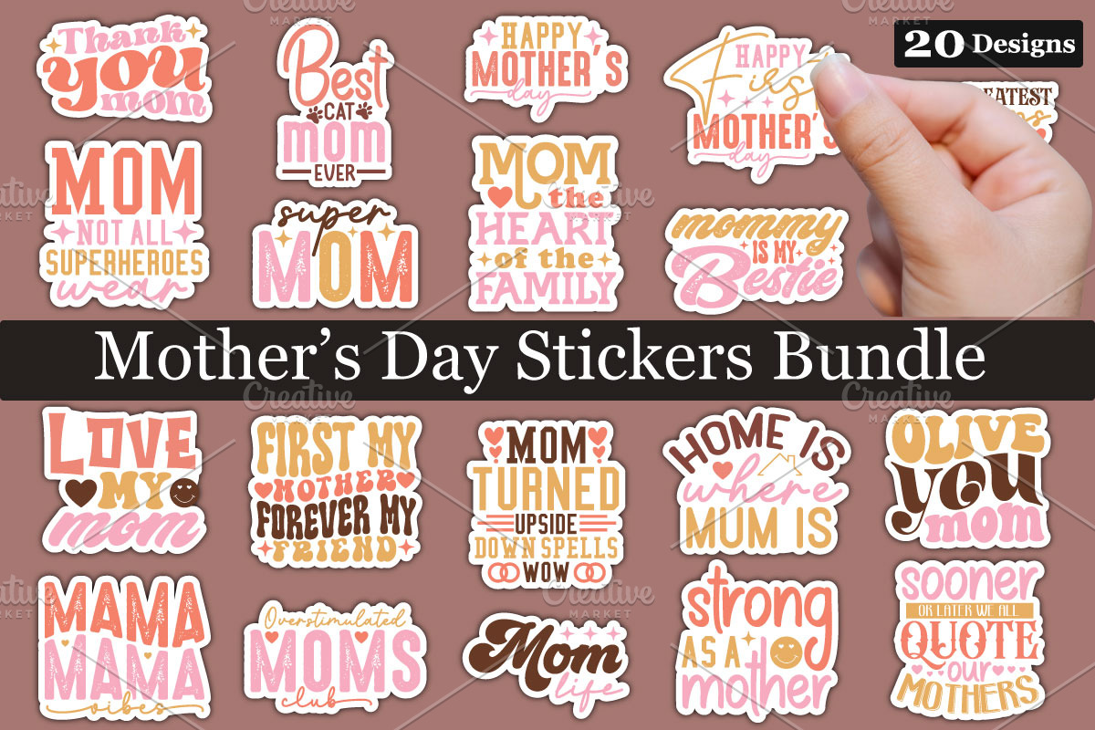 Mother's Day Stickers Bundle ,Mother, a Graphic by akazaddesign (Photo 1 of 11)