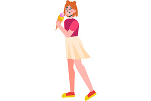 Woman eating ice-cream vector, a Person Illustration by vectorpointstudio