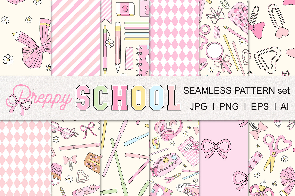 Preppy Back to School pattern set