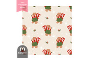 Christmas Bear Candy Cane Seamless, a Pattern Graphic by KisbyArt (Thumbnail 2 of 3)