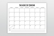 2030 8.5 x 11 Inch Calendar Template, a Stationery Template by Running With Foxes (Thumbnail 2 of 5)