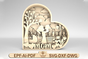 3D Multilayer Mothers Day Svg