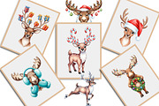 Quirky Reindeer Funny Moose Clipart, an Illustration by Creative Art (Thumbnail 9 of 9)