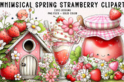 Whimsical Spring Strawberry Clipart, an Illustration by CreationArt (Thumbnail 1 of 10)