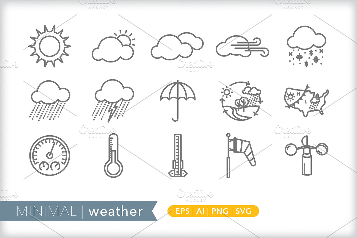 Minimal weather icons, an Outline Icon by Picture Window (Photo 1 of 5)