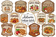 Autumn Vintage Labels Sublimation, an Illustration by OK Design (Thumbnail 1 of 3)