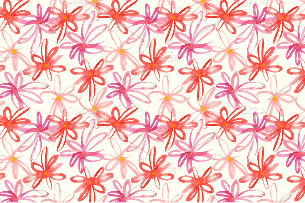Watercolor patterns set preview 7