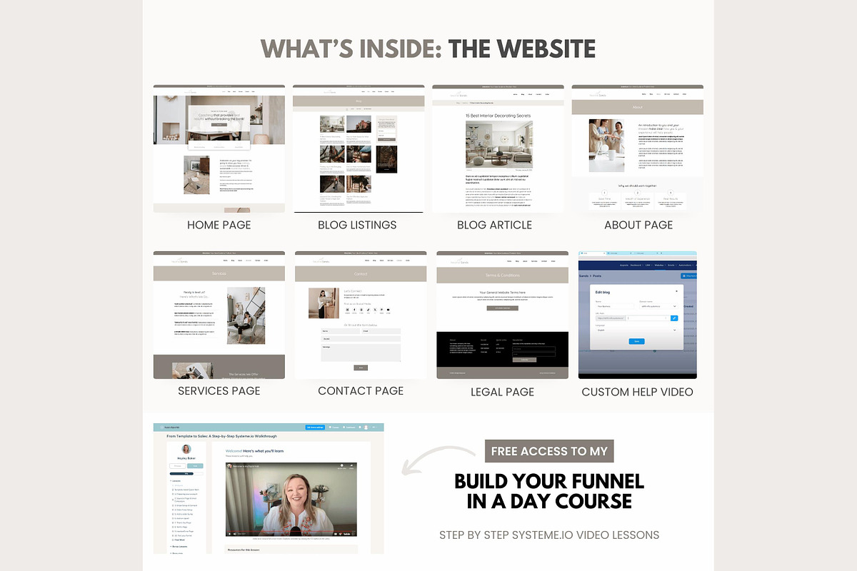 Systeme.io Neutral Sands Blog, a Landing Page Template by Hayley's Digital Hub (Photo 2 of 10)