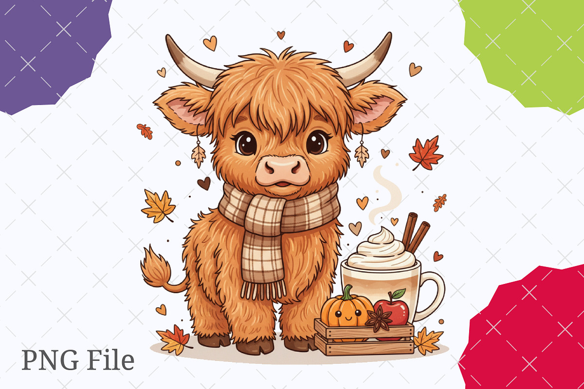 Fall Highland Cow Ghost Halloween, an Illustration by designcity5 (Photo 1 of 8)