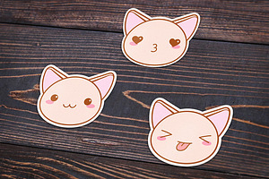 Cute vector kawaii cat muzzles