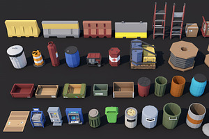 Low Poly Exterior City Street Props