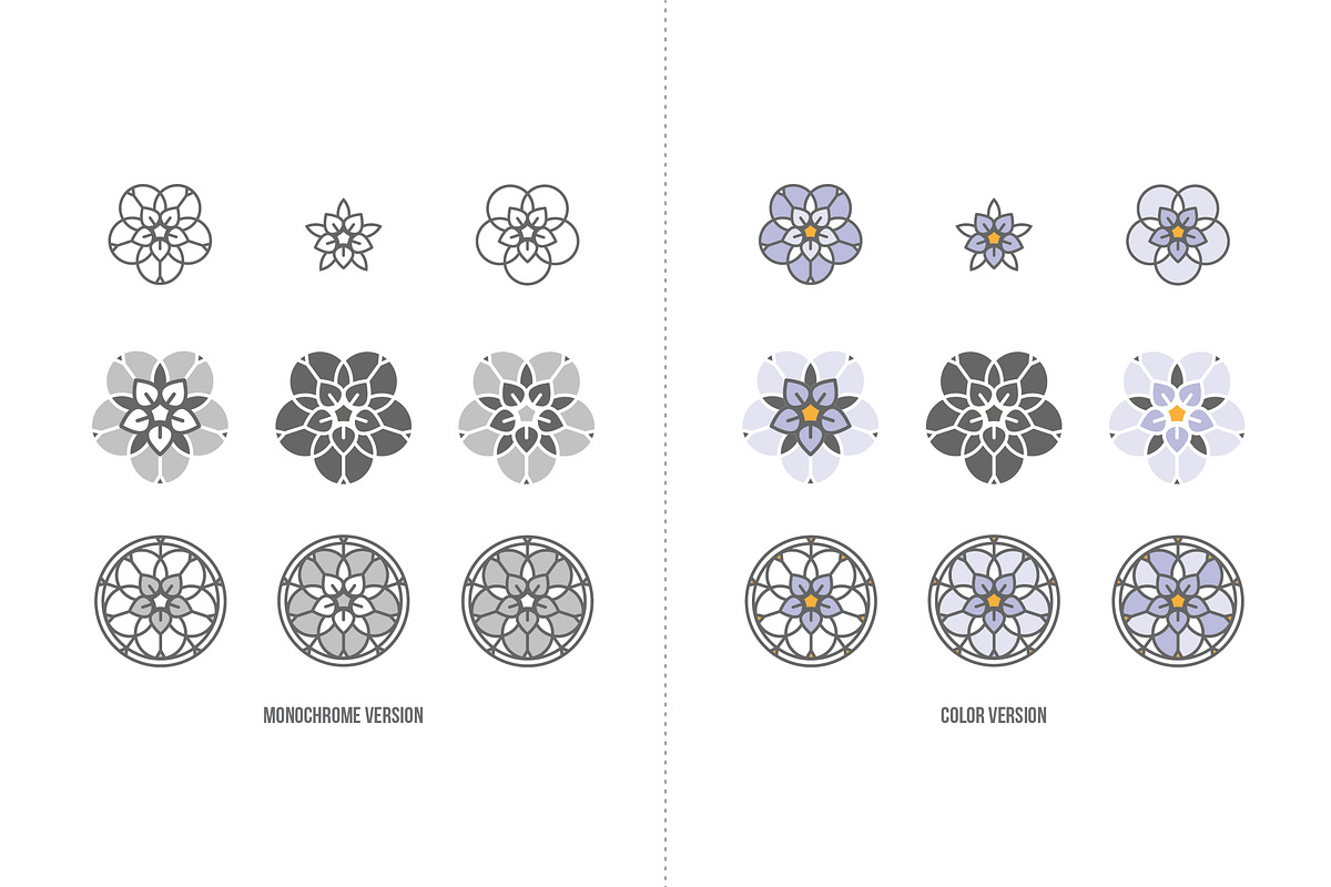 Stained Glass Flowers. Vector icons., an Outline Icon by Elena Paletskaya (Photo 2 of 2)