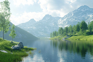 National park with lake on mountain background, a Nature Photo by AlyaAnd
