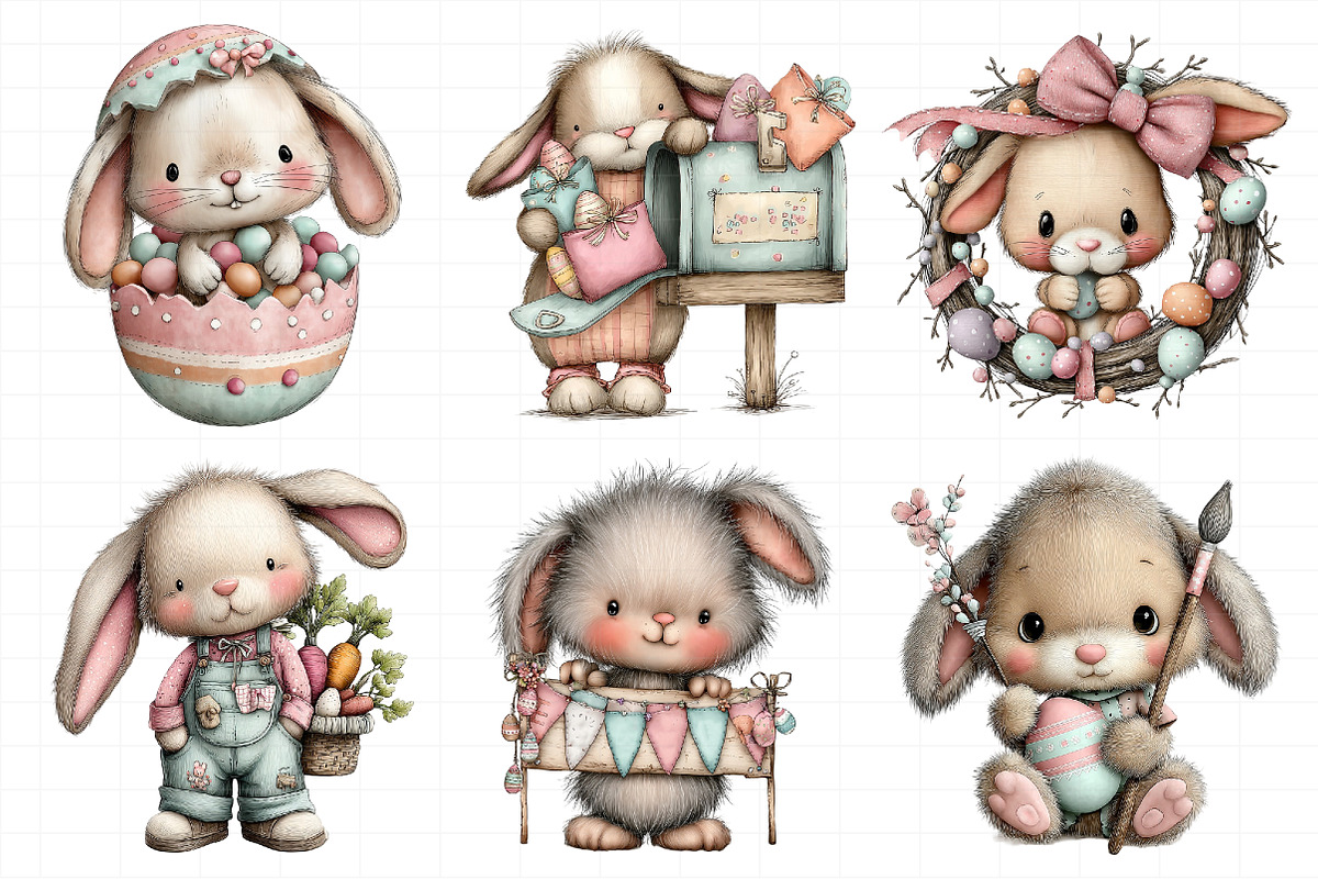Whimsical Easter Bunny Clipart, an Illustration by Daily.Designs (Photo 7 of 8)