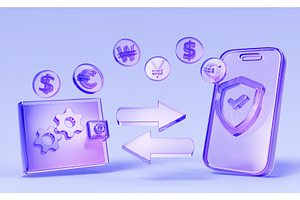 3D money transfer, mobile banking, a Finance Illustration by Marozhkastudio