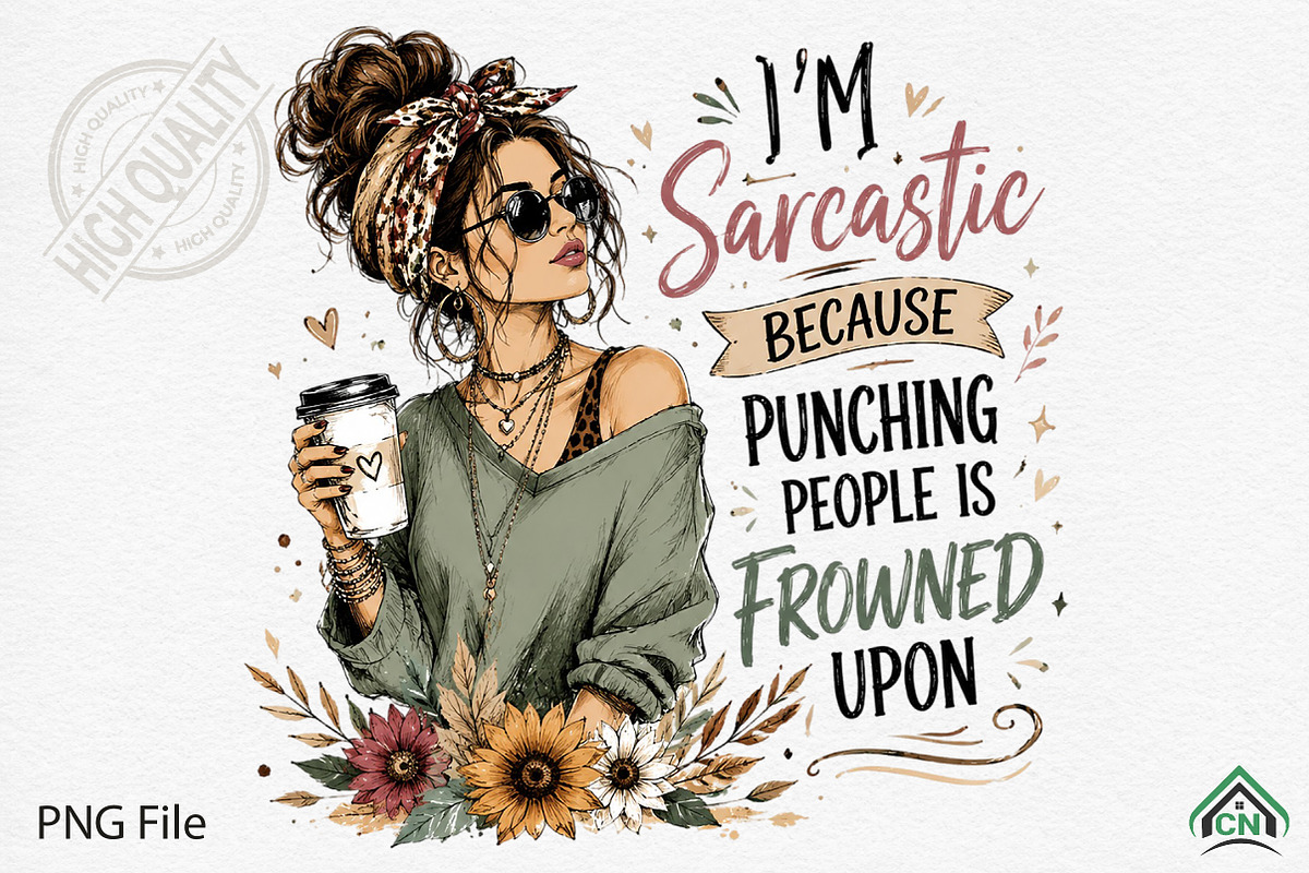 Sarcastic Woman Coffee PNG, a Seasonal Illustration by Craft Nest (Photo 1 of 5)