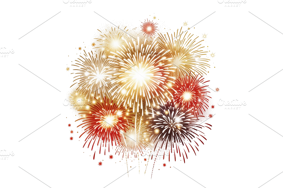 New year Fireworks Clipart, a Seasonal Illustration by Creative design (Photo 5 of 7)