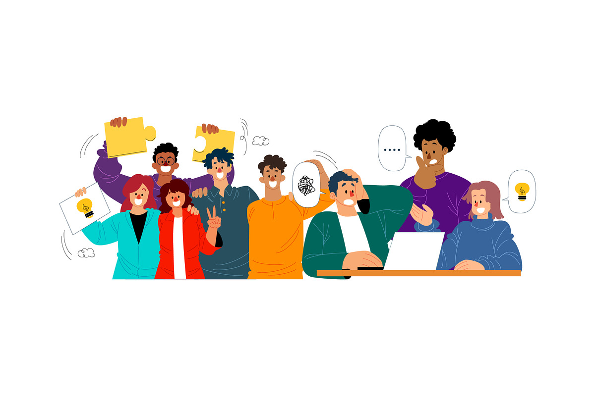 Teamwork Doodle Illustration, an Object Graphic by SLAB! Design (Photo 2 of 3)