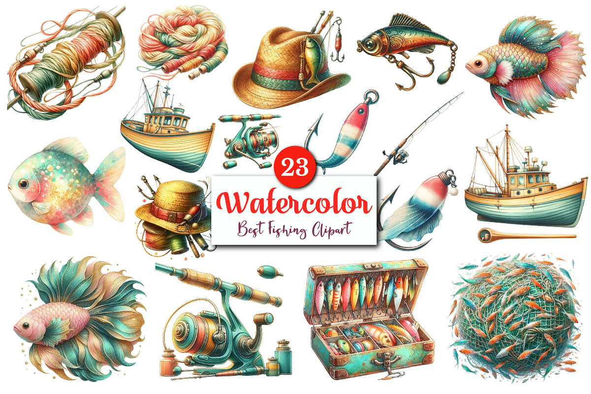 Watercolor Best Fishing Clipart, a Graphic by CitraGraphics (Photo 1 of 4)