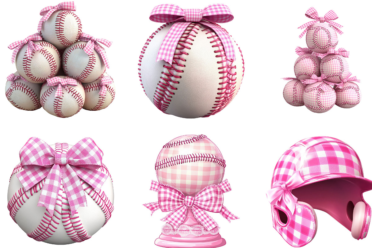 Pink Gingham Baseball Clipart, an Illustration by Designking (Photo 5 of 5)
