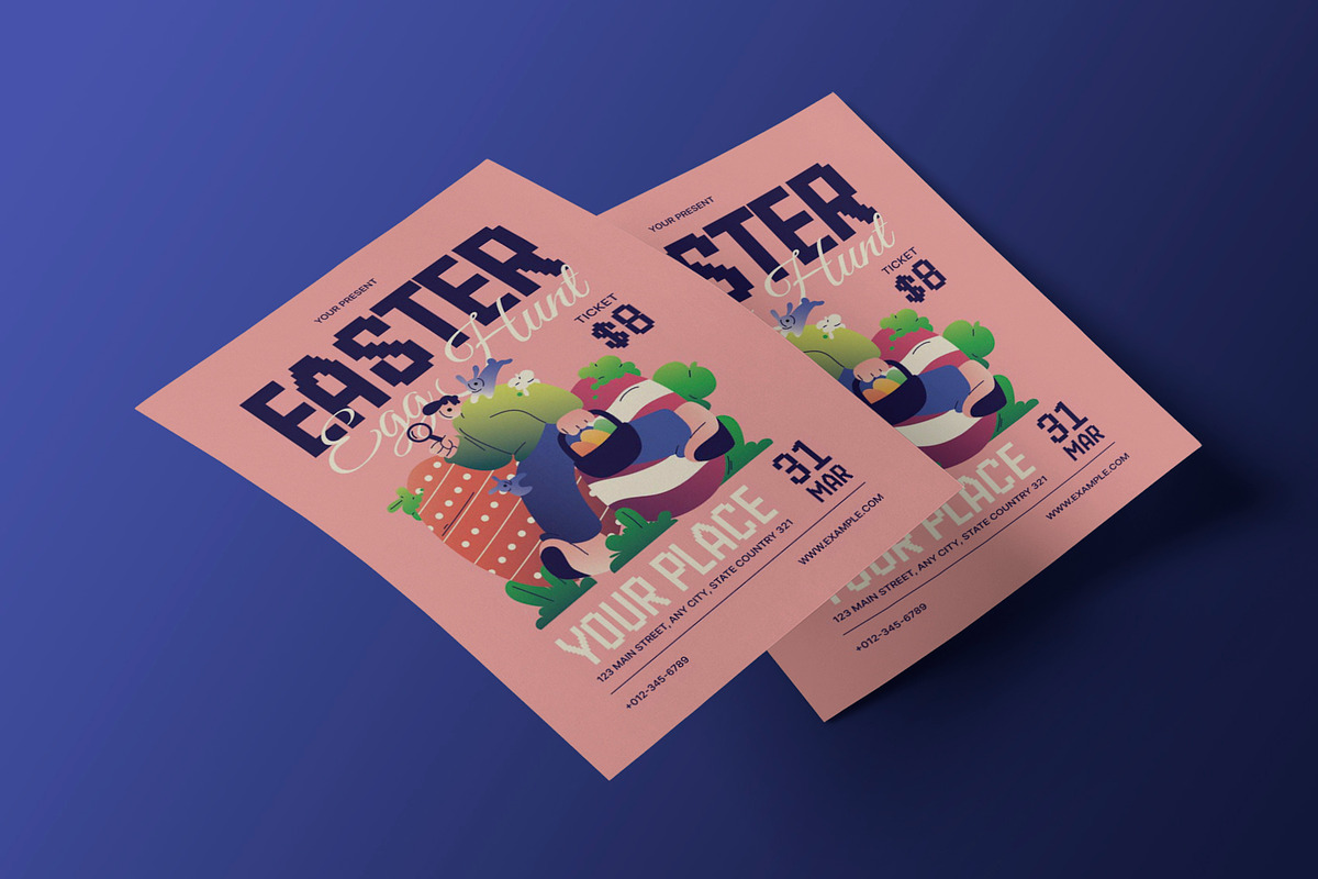 Red Gradient Easter Greeting Card, a Flyer Template by Neermana (Photo 3 of 4)