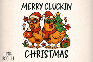Merry Cluckin Christmas Chicken PNG, an Illustration by Daily.Designs