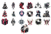 Watercolor Goth Christmas Clipart, a Seasonal Illustration by InkyQueenArt (Thumbnail 4 of 8)